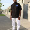 T-shirt Noir Cœur Bleu homme streetwear vetement haut